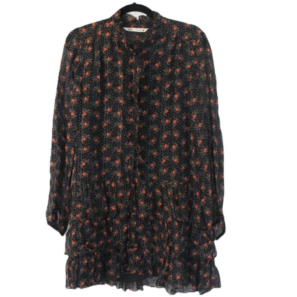 Zara Long Sleeve Floral Print Dress